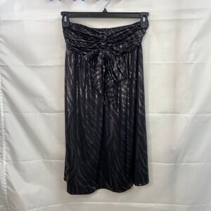 Express women's black silver metallic zebra print strapless stretch mini dress S